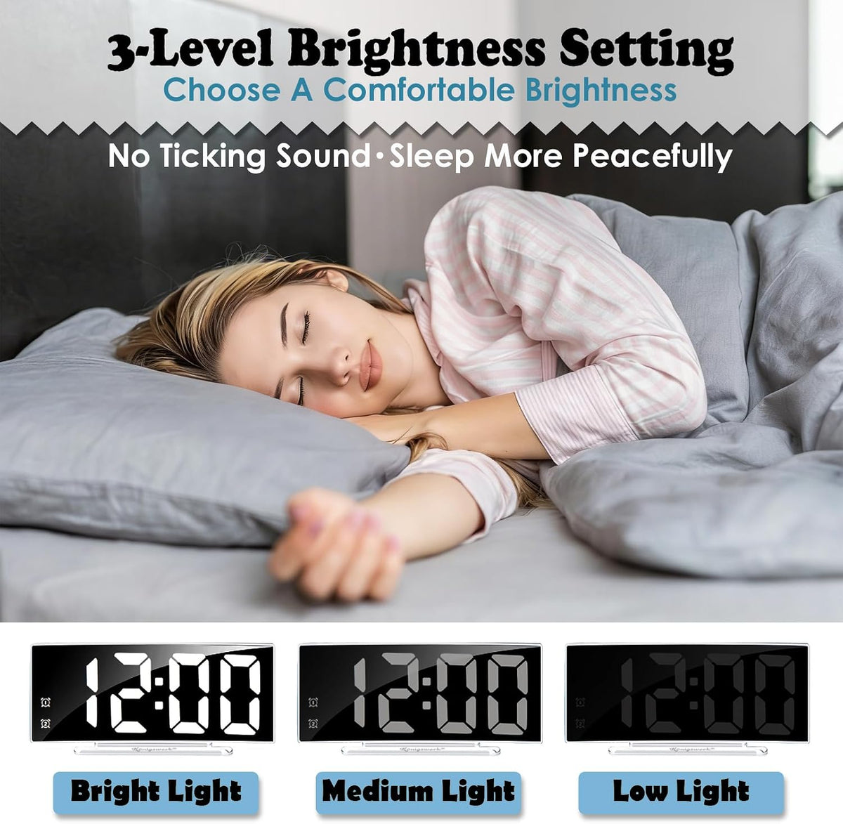LED Digital Alarm Clock for Bedroom, Black