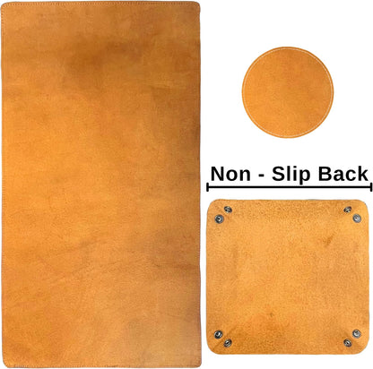 Leather Desk Mat Set (32x16) - Full Grain Large Computer Gaming Mouse Pad