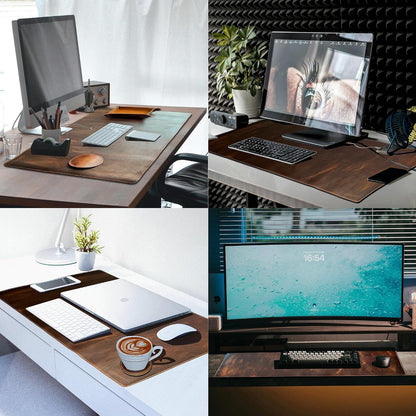 Leather Desk Mat Set (32x16) - Full Grain Large Computer Gaming Mouse Pad