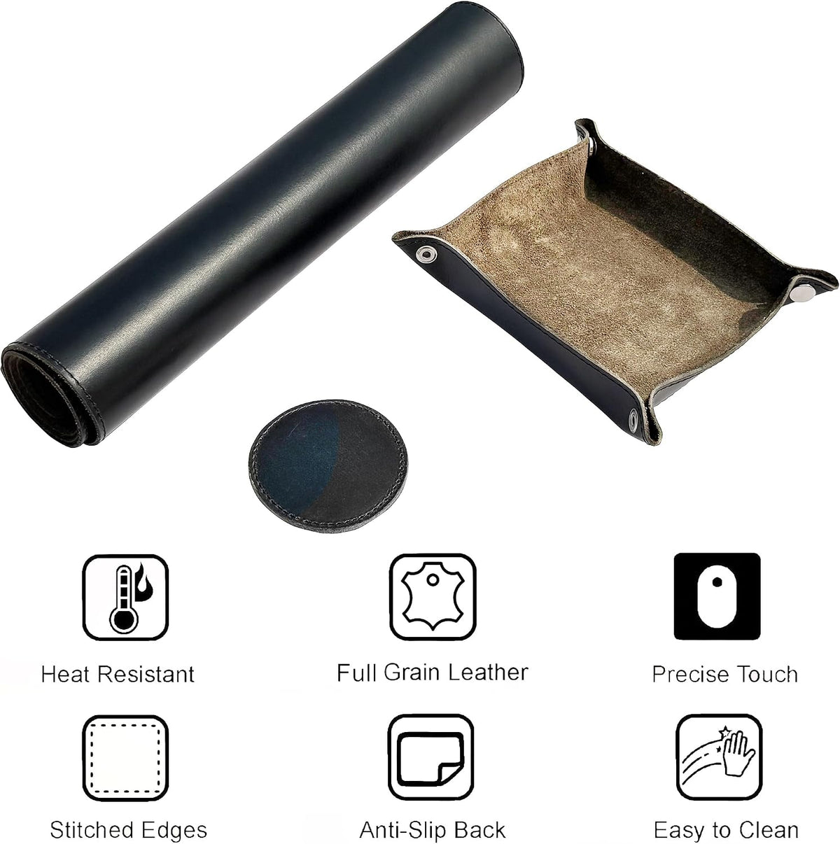 Leather Desk Mat Set (32x16) - Full Grain Large Computer Gaming Mouse Pad