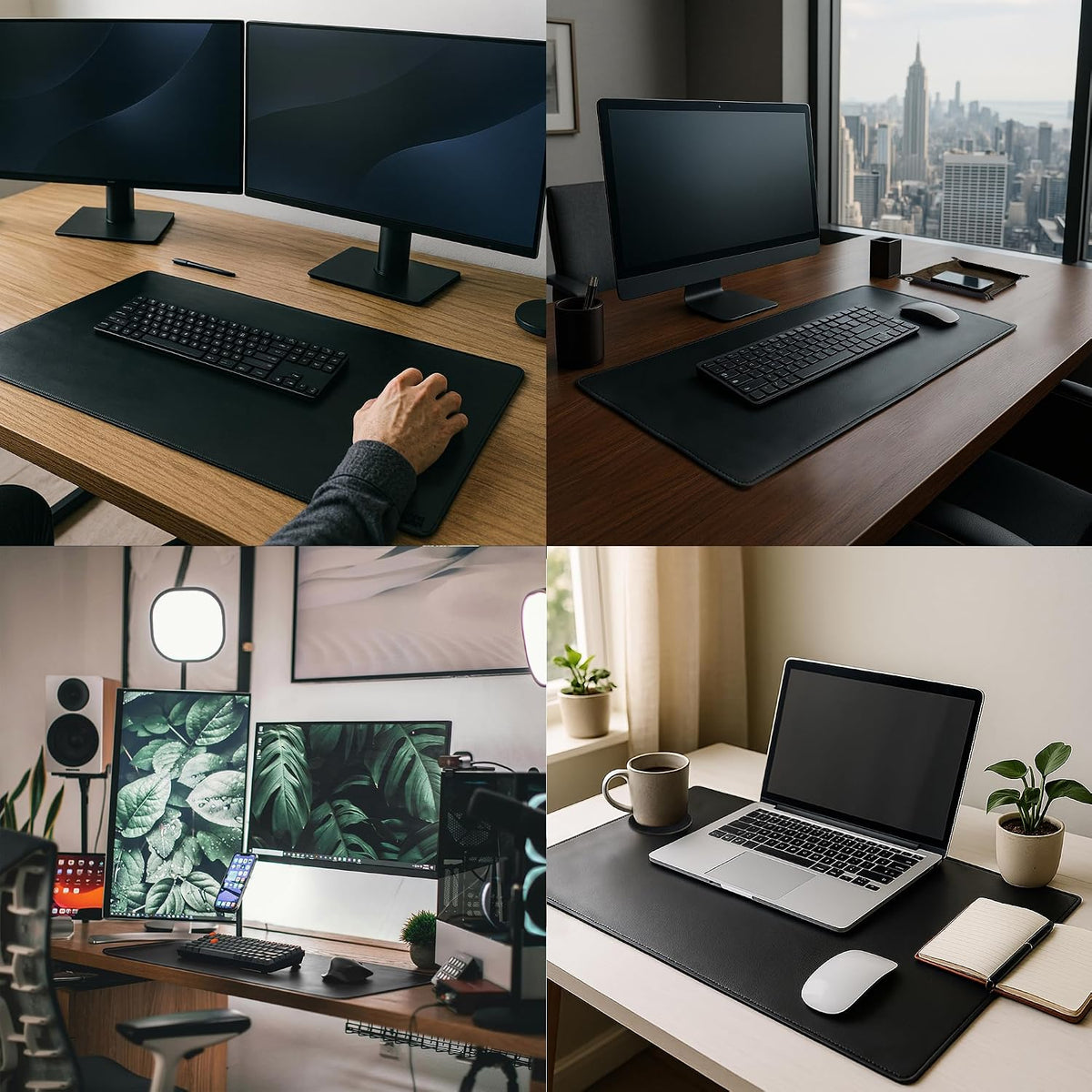 Leather Desk Mat Set (32x16) - Full Grain Large Computer Gaming Mouse Pad