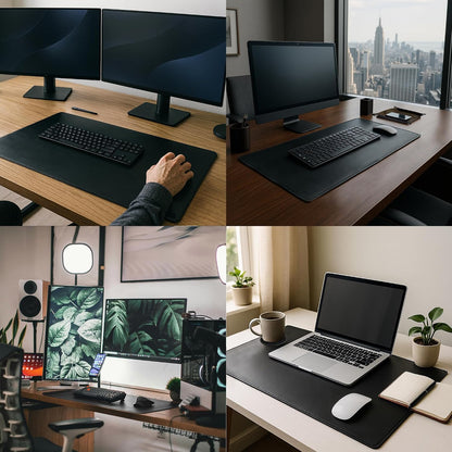 Leather Desk Mat Set (32x16) - Full Grain Large Computer Gaming Mouse Pad
