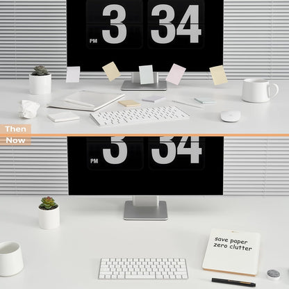 Desktop Glass Whiteboard with Reversible Wood Stand 9.5"x6.7"