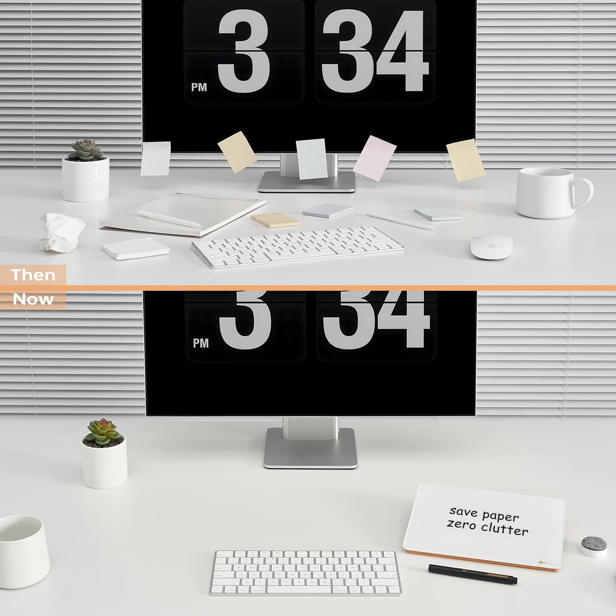 Desktop Glass Whiteboard with Reversible Wood Stand 9.5"x6.7"