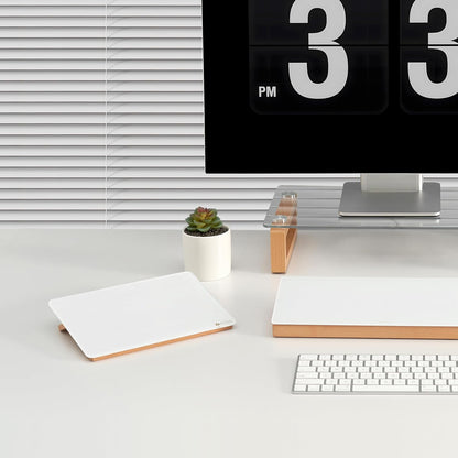 Desktop Glass Whiteboard with Reversible Wood Stand 9.5"x6.7"