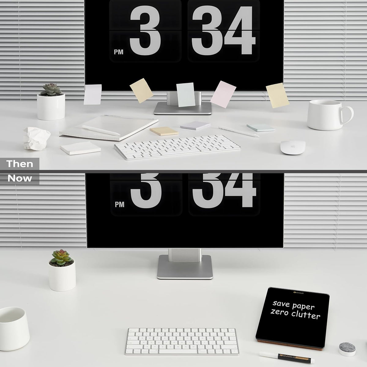 Desktop Glass Whiteboard with Reversible Wood Stand 9.5"x6.7"
