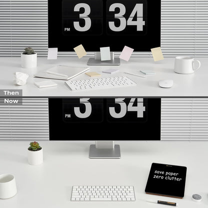 Desktop Glass Whiteboard with Reversible Wood Stand 9.5"x6.7"
