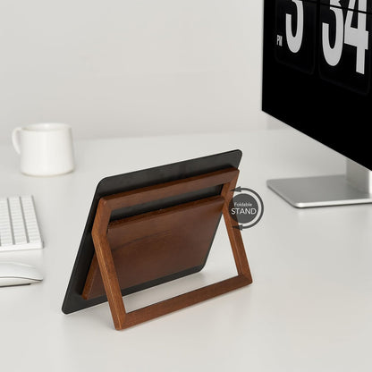 Desktop Glass Whiteboard with Reversible Wood Stand 9.5"x6.7"