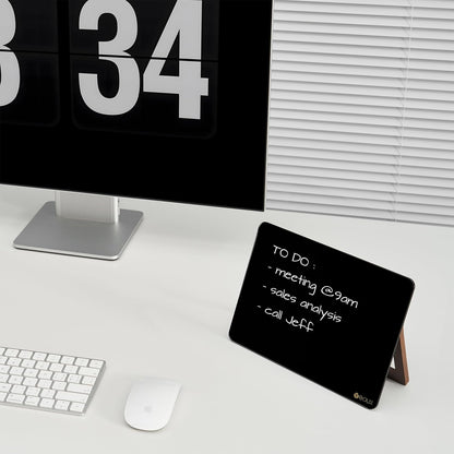Desktop Glass Whiteboard with Reversible Wood Stand 9.5"x6.7"