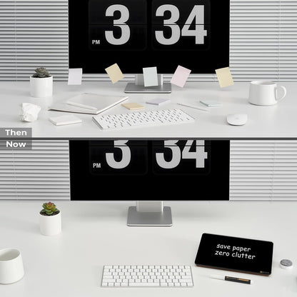 Desktop Glass Whiteboard with Reversible Wood Stand 9.5"x6.7"