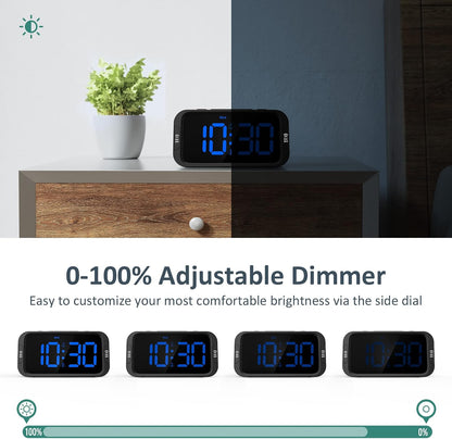 Digital Dual Alarm Clock for Bedroom with 0-100% Dimmable Display
