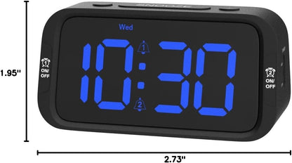 Digital Dual Alarm Clock for Bedroom with 0-100% Dimmable Display