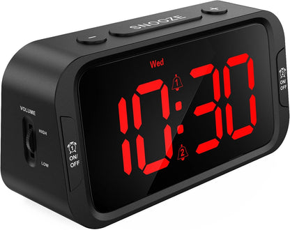 Digital Dual Alarm Clock for Bedroom with 0-100% Dimmable Display