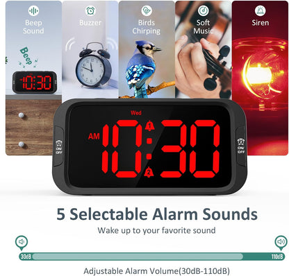 Digital Dual Alarm Clock for Bedroom with 0-100% Dimmable Display