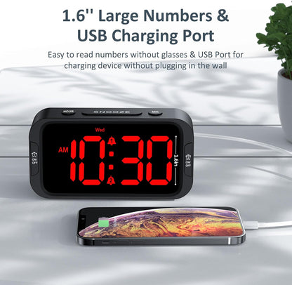 Digital Dual Alarm Clock for Bedroom with 0-100% Dimmable Display