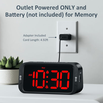 Digital Dual Alarm Clock for Bedroom with 0-100% Dimmable Display