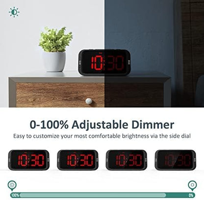 Digital Dual Alarm Clock for Bedroom with 0-100% Dimmable Display