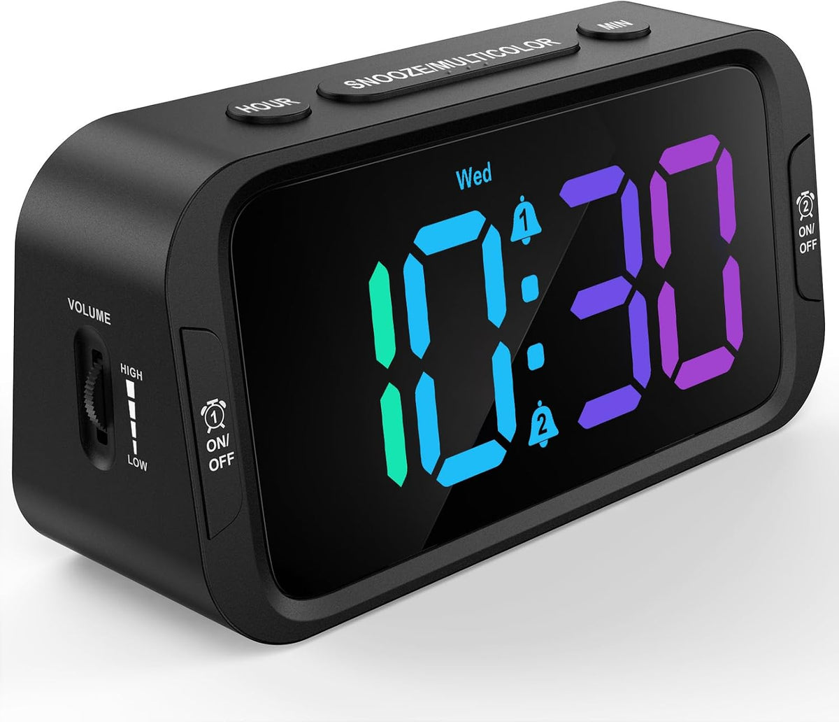 Digital Dual Alarm Clock for Bedroom with 0-100% Dimmable Display