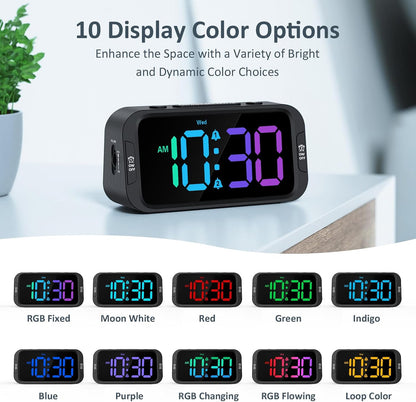 Digital Dual Alarm Clock for Bedroom with 0-100% Dimmable Display