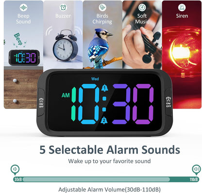 Digital Dual Alarm Clock for Bedroom with 0-100% Dimmable Display