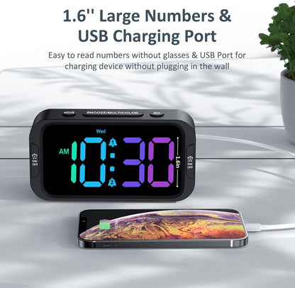 Digital Dual Alarm Clock for Bedroom with 0-100% Dimmable Display
