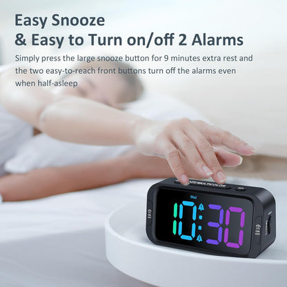 Digital Dual Alarm Clock for Bedroom with 0-100% Dimmable Display