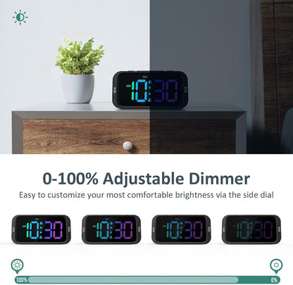 Digital Dual Alarm Clock for Bedroom with 0-100% Dimmable Display