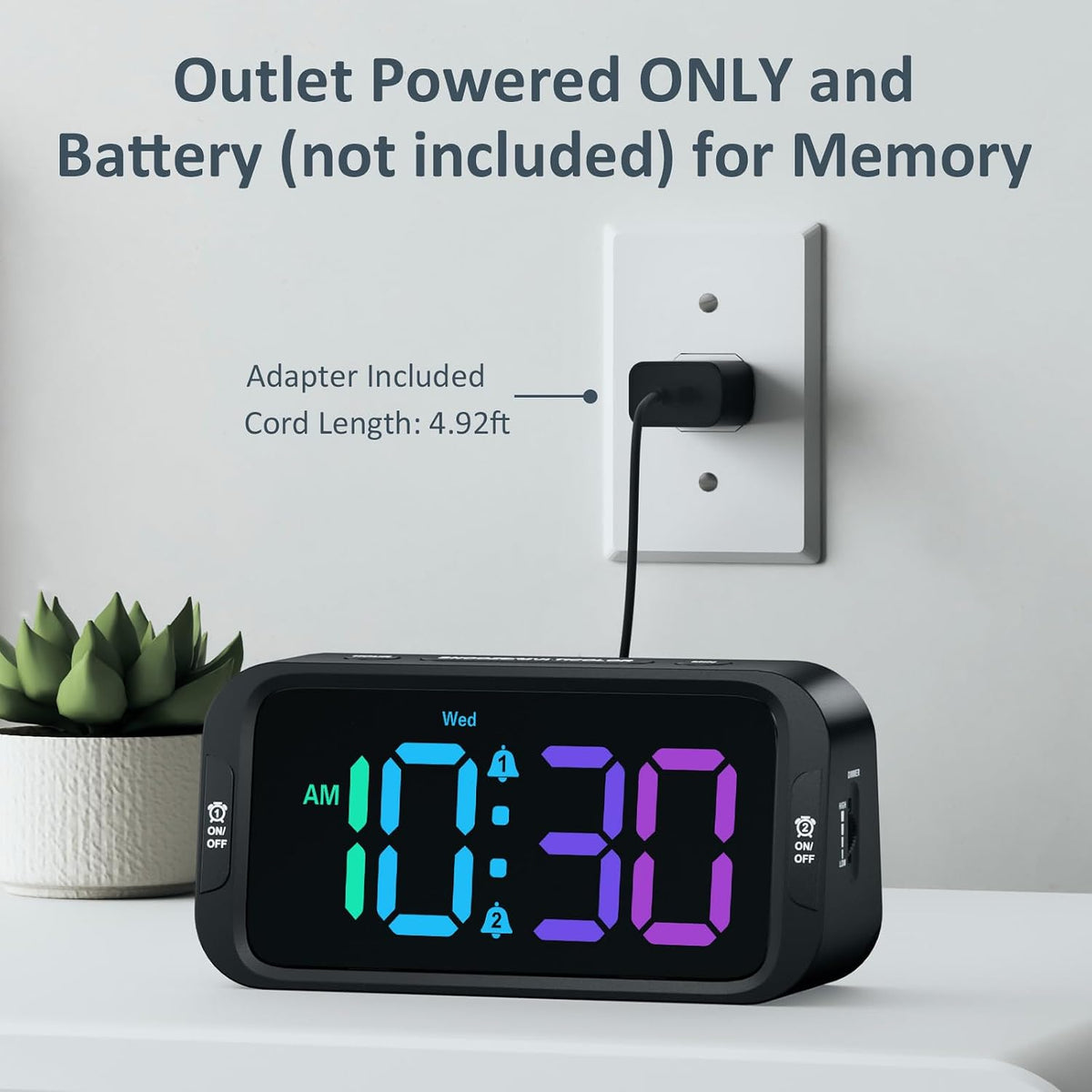 Digital Dual Alarm Clock for Bedroom with 0-100% Dimmable Display