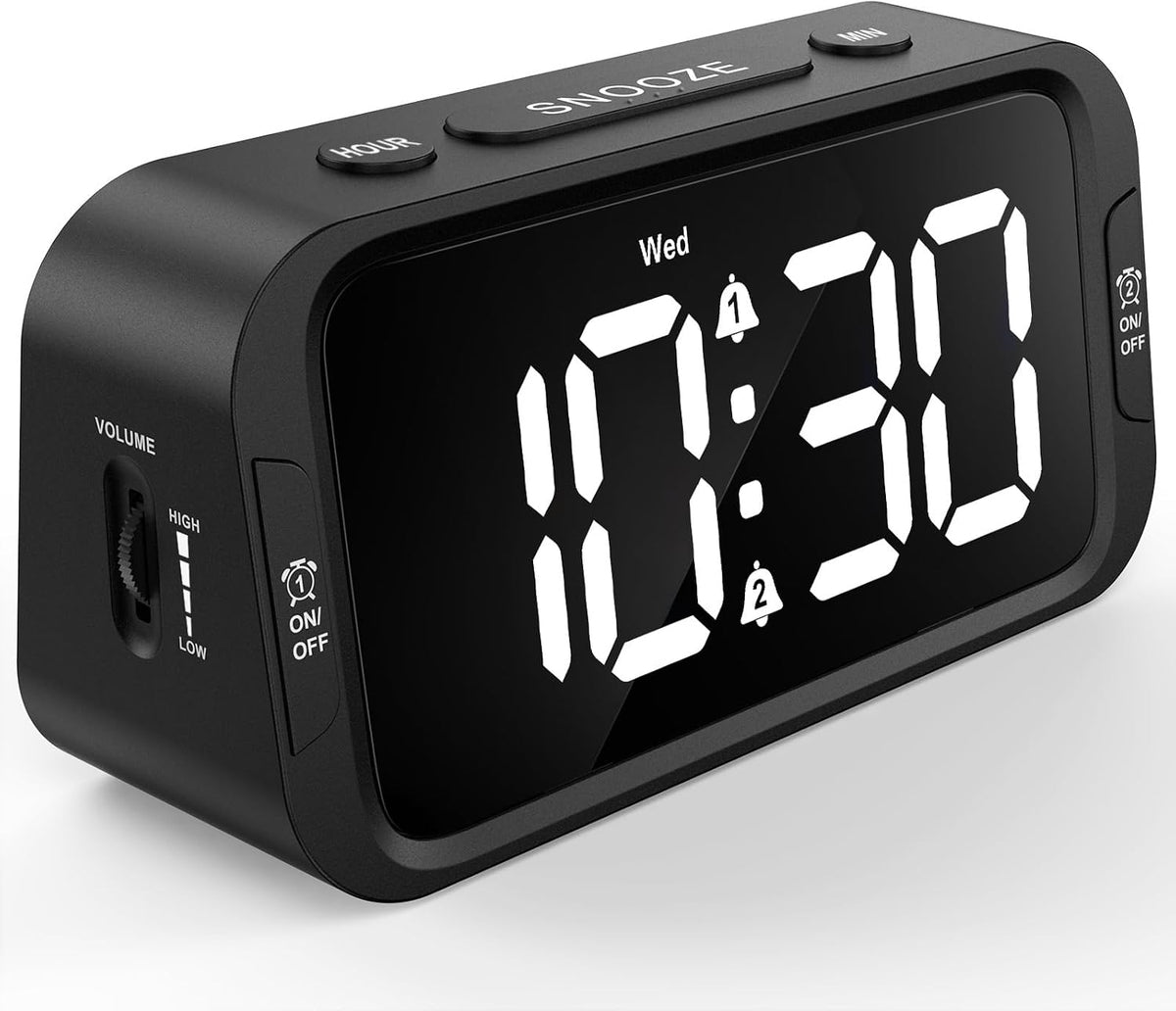 Digital Dual Alarm Clock for Bedroom with 0-100% Dimmable Display