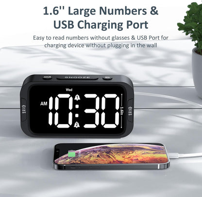 Digital Dual Alarm Clock for Bedroom with 0-100% Dimmable Display