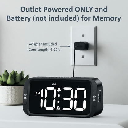 Digital Dual Alarm Clock for Bedroom with 0-100% Dimmable Display