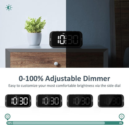 Digital Dual Alarm Clock for Bedroom with 0-100% Dimmable Display