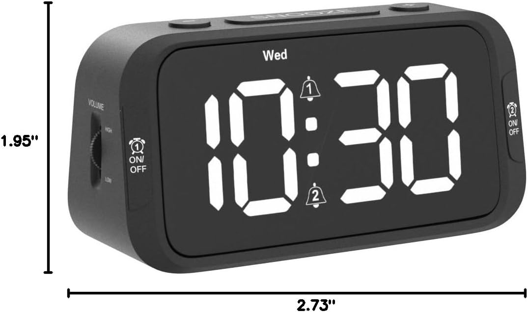 Digital Dual Alarm Clock for Bedroom with 0-100% Dimmable Display