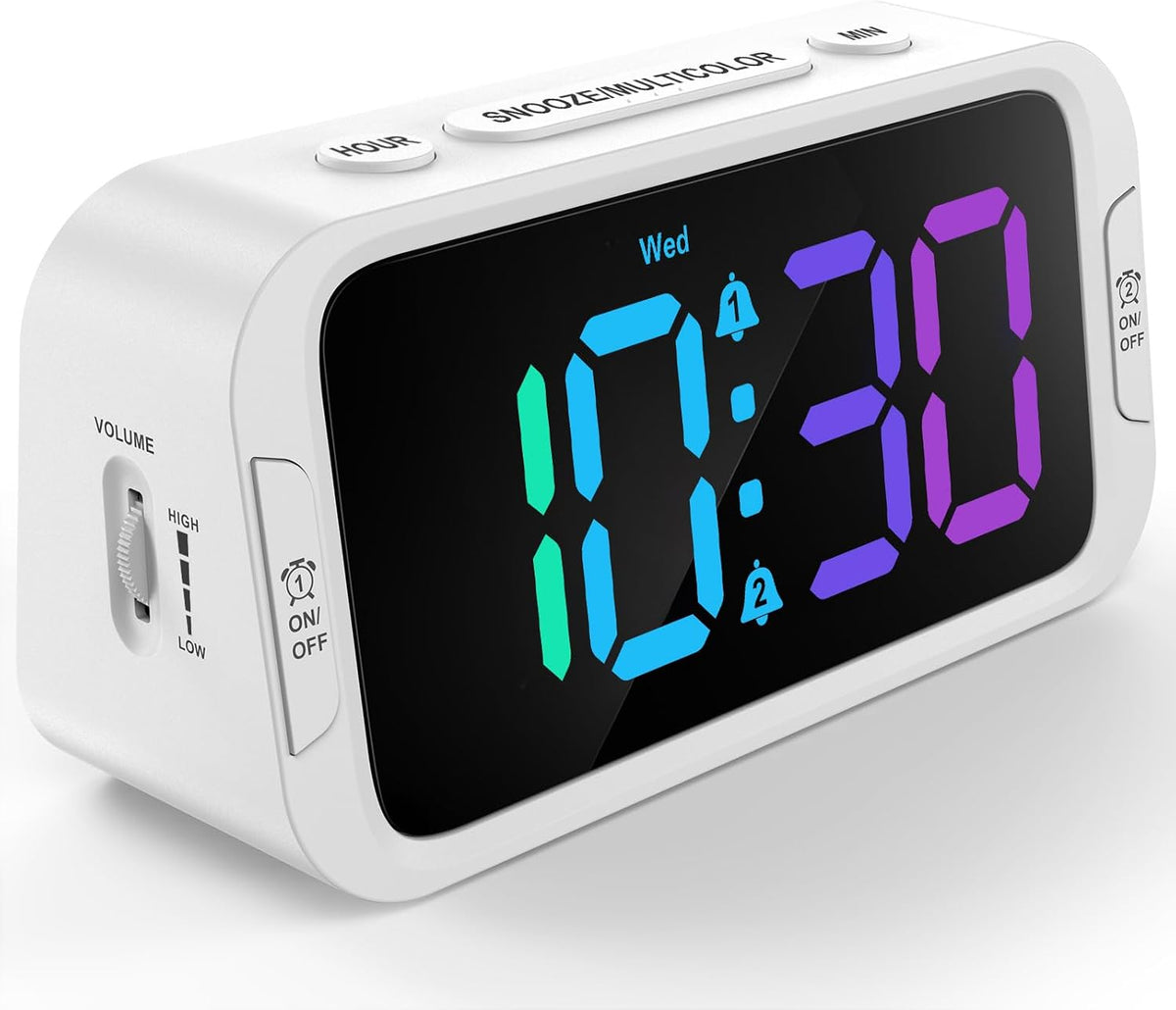 Digital Dual Alarm Clock for Bedroom with 0-100% Dimmable Display