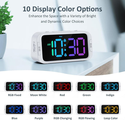 Digital Dual Alarm Clock for Bedroom with 0-100% Dimmable Display