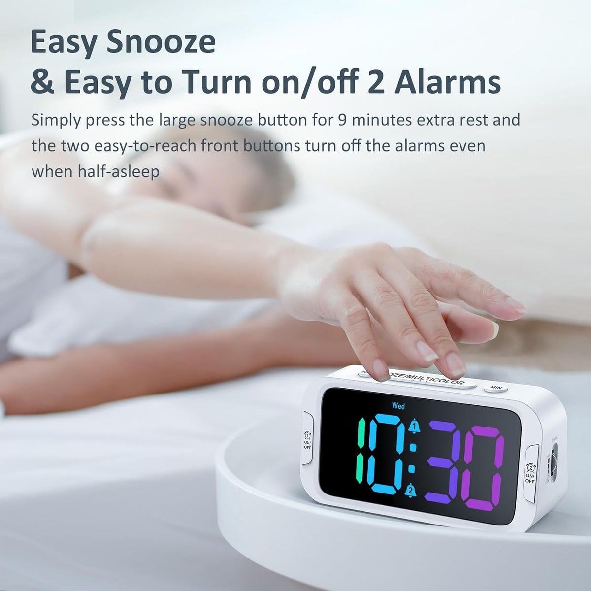 Digital Dual Alarm Clock for Bedroom with 0-100% Dimmable Display