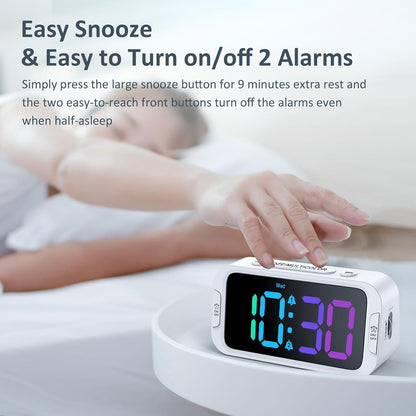 Digital Dual Alarm Clock for Bedroom with 0-100% Dimmable Display