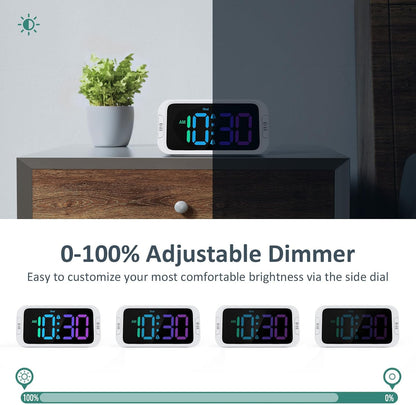 Digital Dual Alarm Clock for Bedroom with 0-100% Dimmable Display
