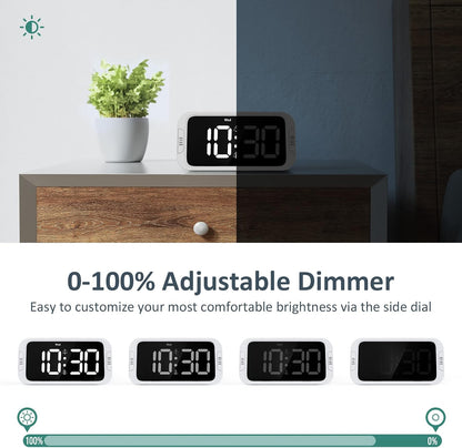 Digital Dual Alarm Clock for Bedroom with 0-100% Dimmable Display