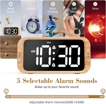 Digital Dual Alarm Clock for Bedroom with 0-100% Dimmable Display