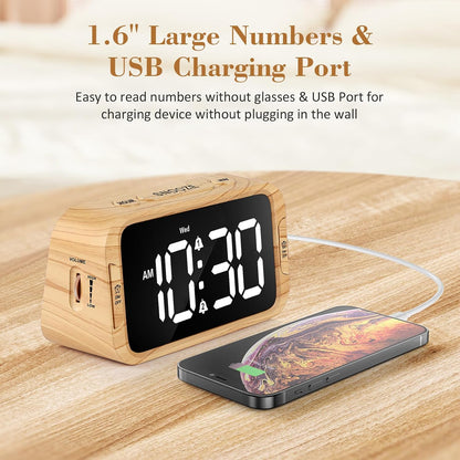 Digital Dual Alarm Clock for Bedroom with 0-100% Dimmable Display