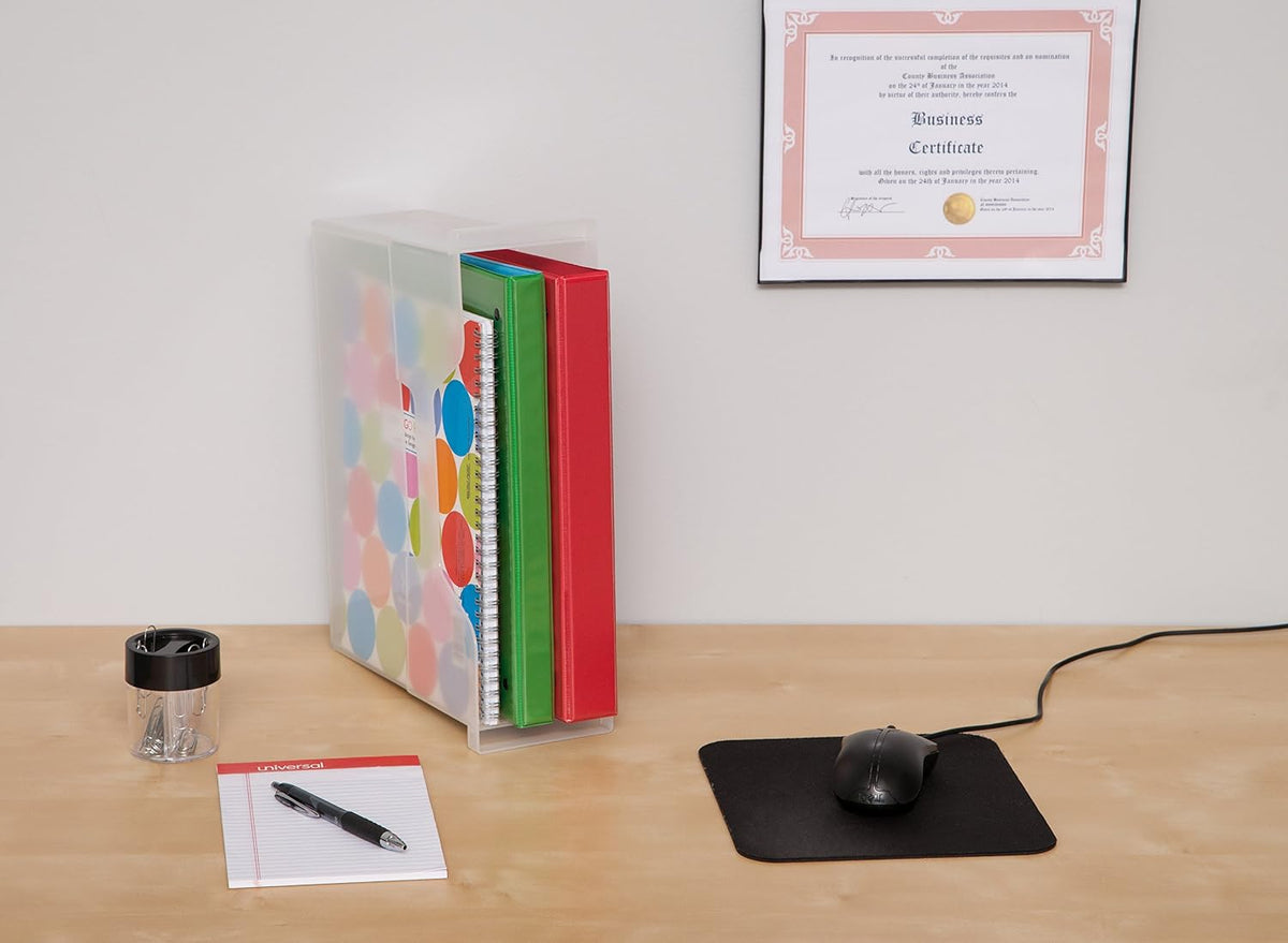 Small Desktop File Box with Open Lid, Clear