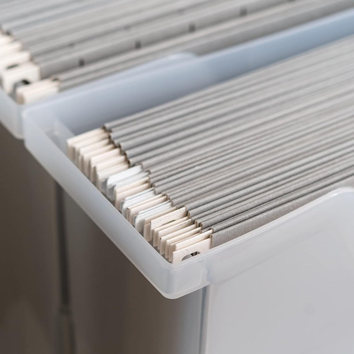 Small Desktop File Box with Open Lid, Clear