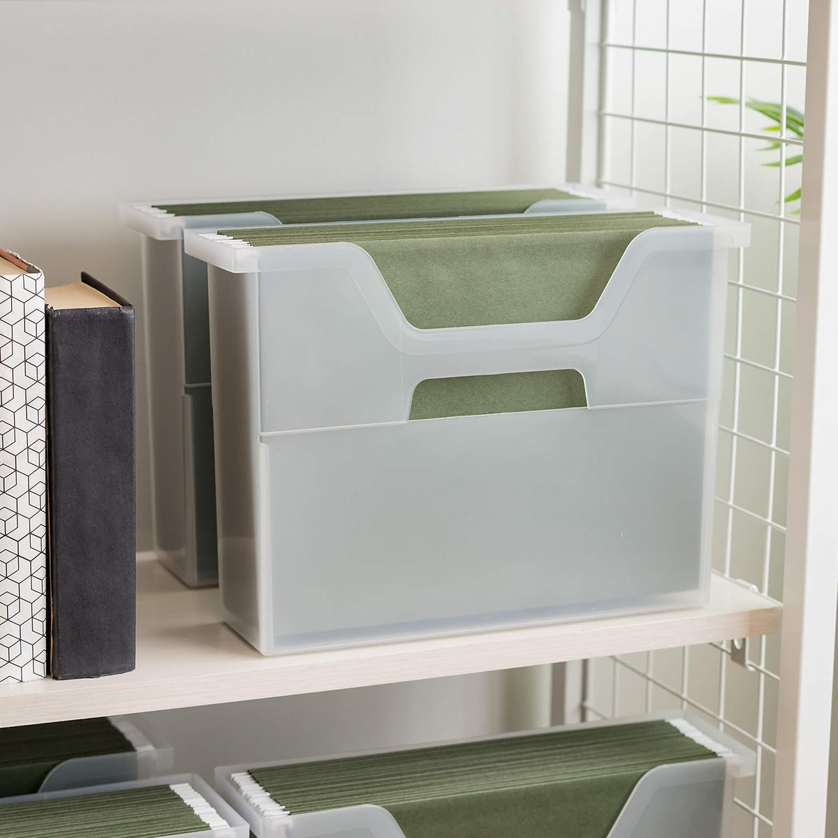 Small Desktop File Box with Open Lid, Clear