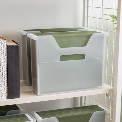 Small Desktop File Box with Open Lid, Clear