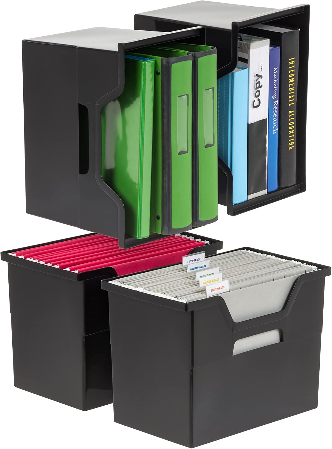 Small Desktop File Box with Open Lid, Clear