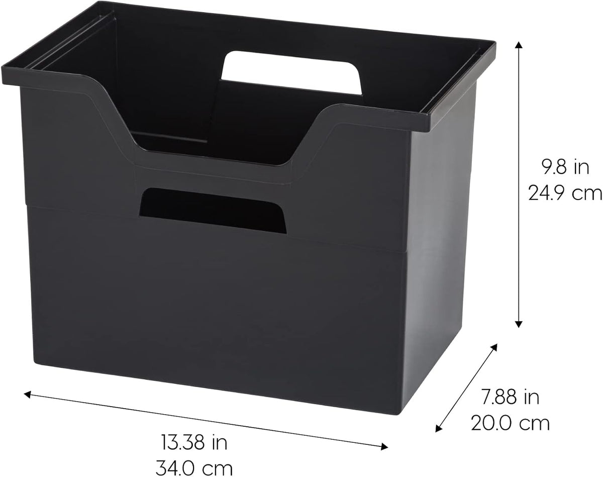 Small Desktop File Box with Open Lid, Clear
