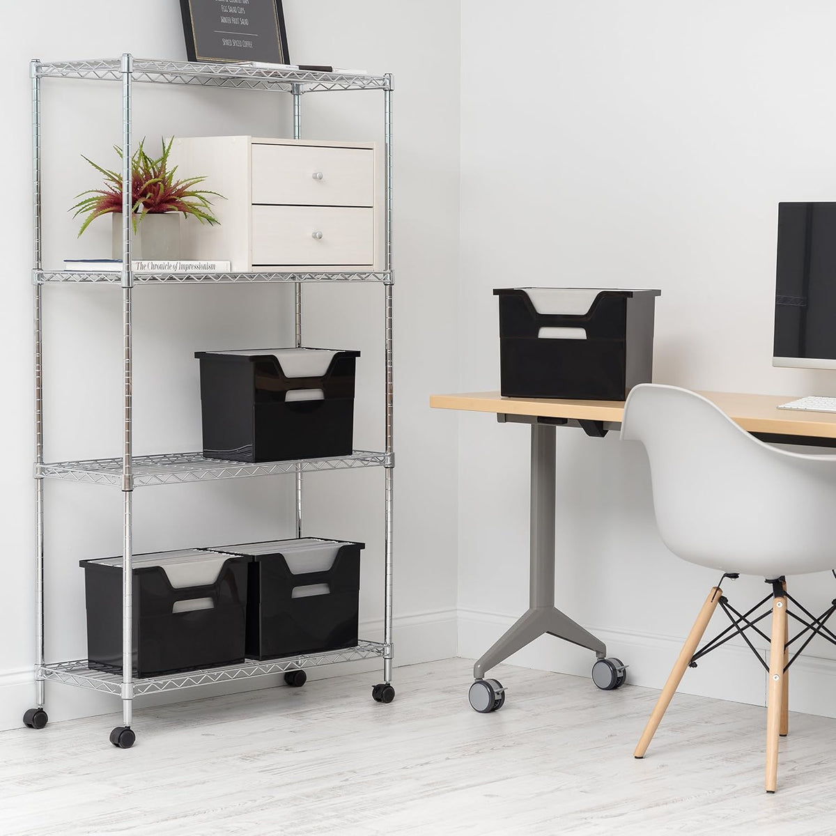 Small Desktop File Box with Open Lid, Clear