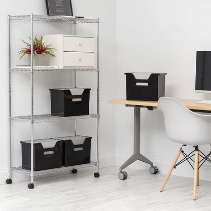 Small Desktop File Box with Open Lid, Clear