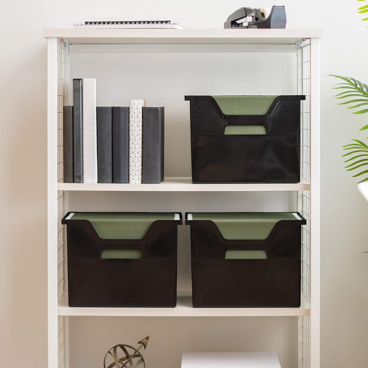 Small Desktop File Box with Open Lid, Clear